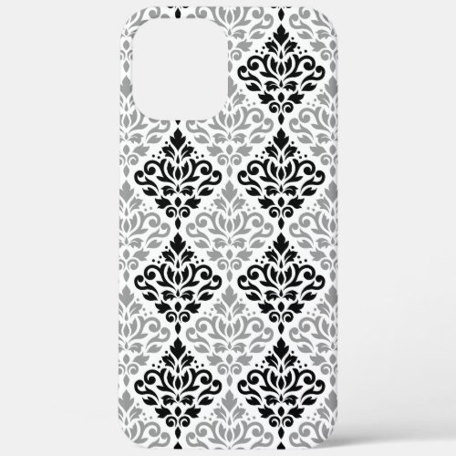 Scroll Damask Big Pattern Black Gray White iPhone 12 Pro Max Case