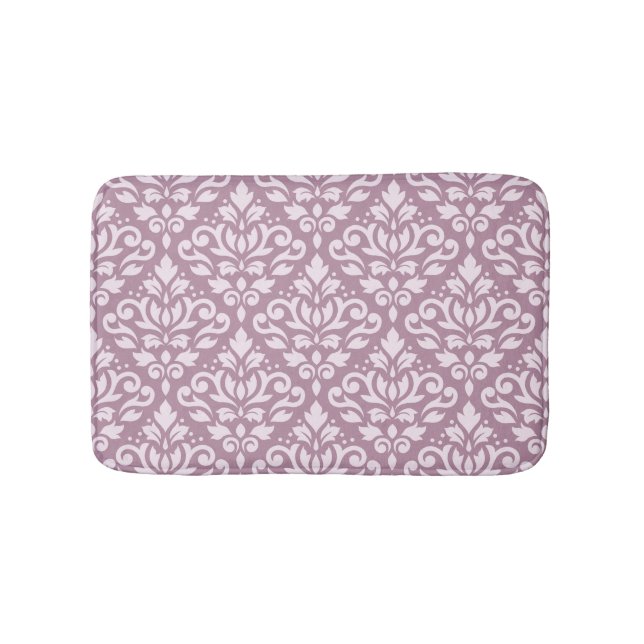 Scroll Damask Big Pattern Pink on Mauve Bathroom Mat (Front)
