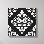 Scroll Damask Large Design (b) White On Black Canvas Print at Zazzle