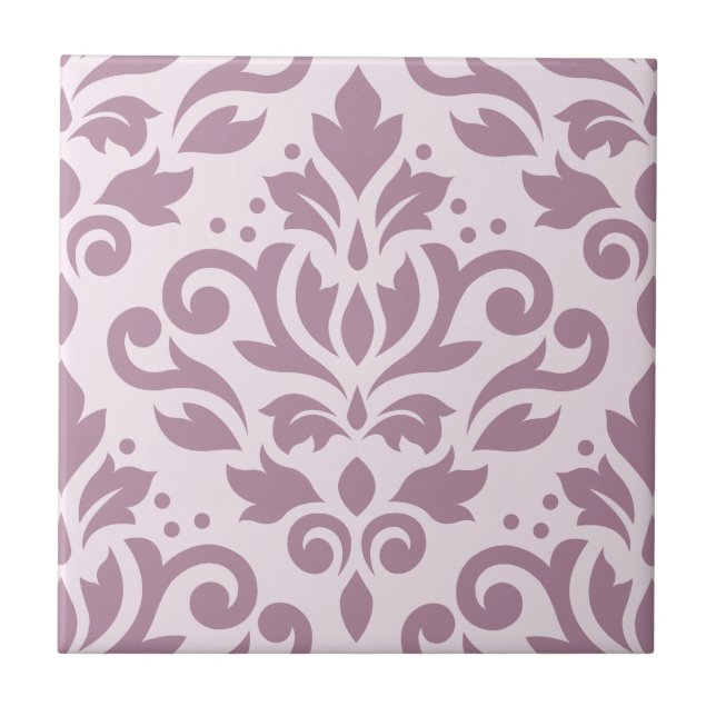 Scroll Damask Large Design Mauve on Pink Tile (Front)