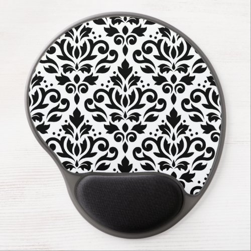 Scroll Damask Large Pattern Black on White Gel Mouse Pad