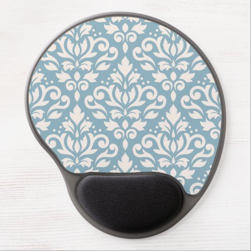 Scroll Damask Large Pattern Cream on Blue Gel Mouse Pad