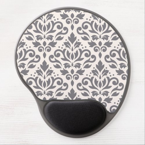 Scroll Damask Large Pattern Gray on Cream Gel Mouse Pad
