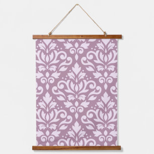 Scroll Damask Large Pattern Pink on Mauve Hanging Tapestry
