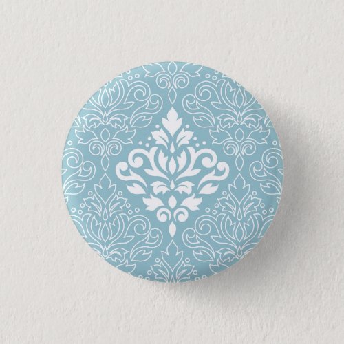 Scroll Damask Lg Pattern Mid WhiteLine on Blue Button