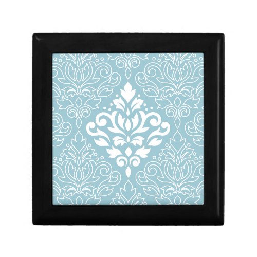 Scroll Damask Lg Pattern Mid WhiteLine on Blue Gift Box