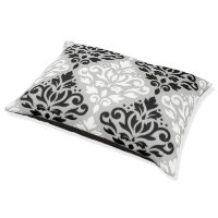 Scroll Damask Lg Ptn B&W on Gray Pet Bed