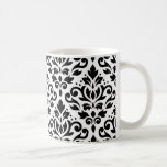 Scroll Damask Pattern Black On White Coffee Mug at Zazzle