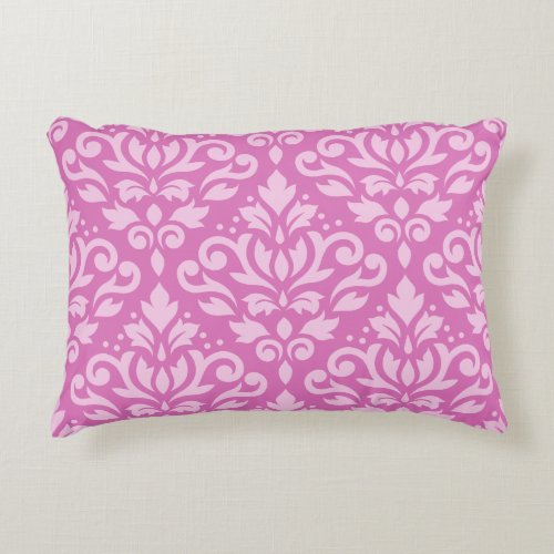 Scroll Damask Pattern Light on Dark Pink Decorative Pillow
