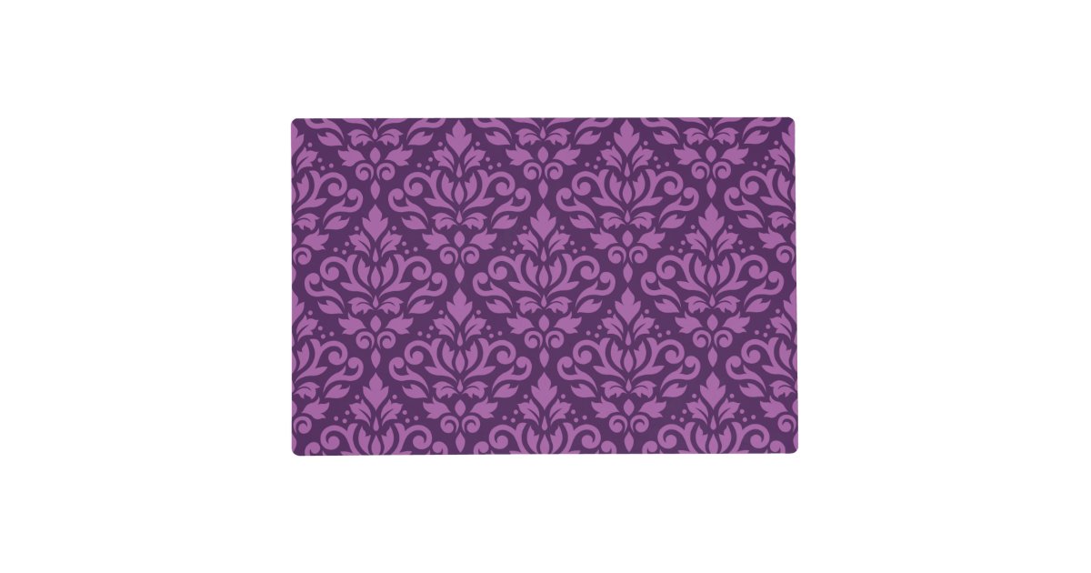 Scroll Damask Pattern Light on Dark Plum Placemat Zazzle