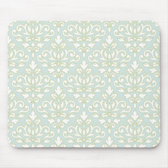 Scroll Damask Ptn (outline) Wt Gld Lt Teal Mouse Pad (Front)