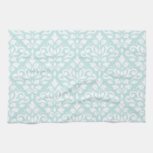 Scroll Damask Ptn White on Duck Egg Blue Towel