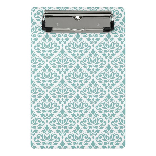 Scroll Damask Teal Pattern Mini Clipboard (Front)