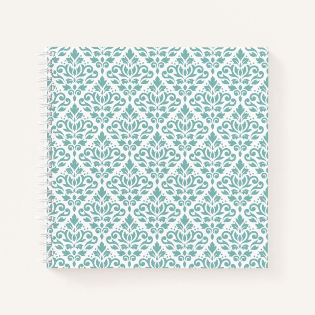 Scroll Damask Teal Pattern Notebook (Front)