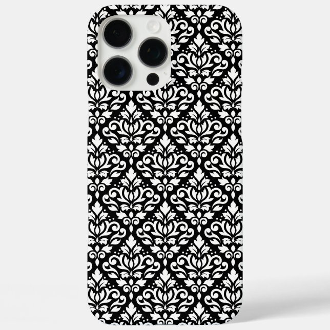 Scroll Damask White on Black Pattern Case-Mate iPhone Case (Back)
