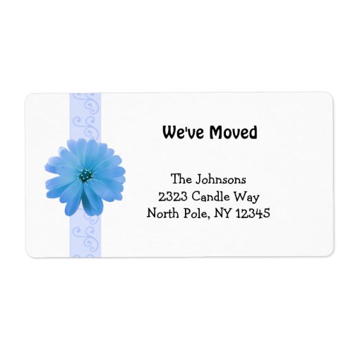 Scroll Design with Blue Flower New Address Label