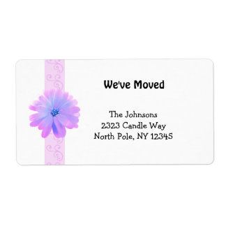 Scroll Design with Pink Flower New Address Label