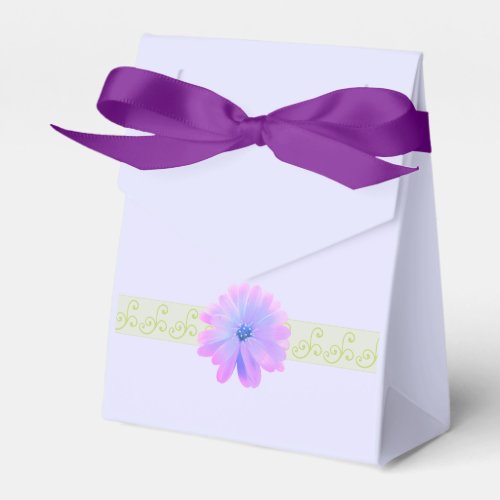 Scroll Design with Purple Flower Favor Boxes