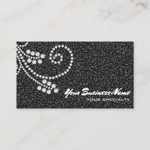  Scroll Diamonds Black Glitter Luxe Glam Bling  Business Card