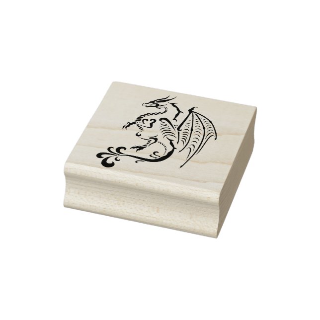 scroll dragon illustration art stamp (Stamp)