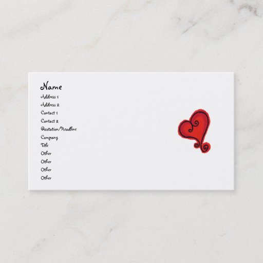 Customizable SCROLL HEART business card