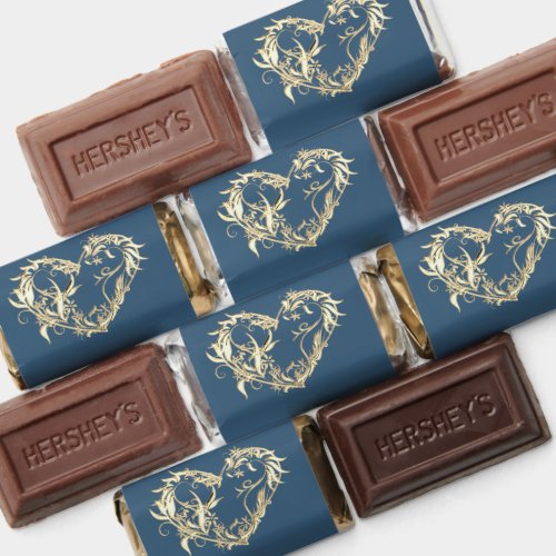 Scroll Heart Wrapped Chocolate Candy - Blue Hershey's Miniatures