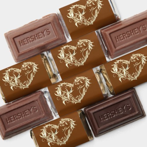 Scroll Heart Wrapped Chocolate Candy - Copper Hershey's Miniatures