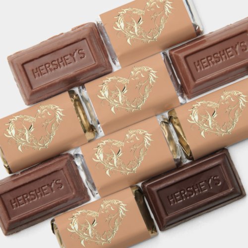 Scroll Heart Wrapped Chocolate Candy - Peach Hershey's Miniatures