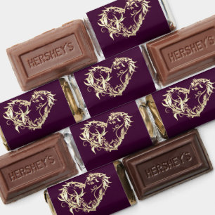 Scroll Heart Wrapped Chocolate Candy - Plum Hershey's Miniatures