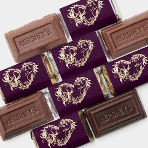 Scroll Heart Wrapped Chocolate Candy - Plum Hershey's Miniatures