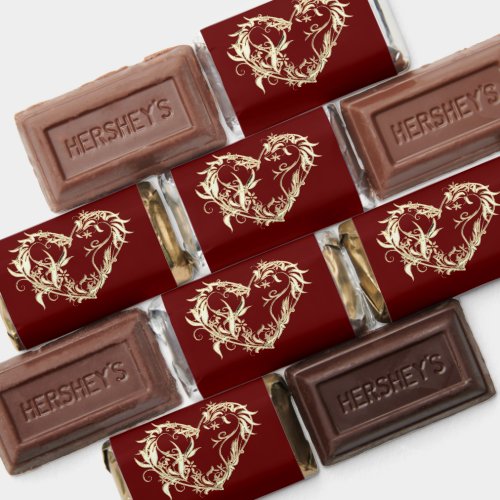 Scroll Heart Wrapped Chocolate Candy - Red Hershey's Miniatures