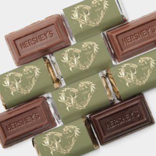 Scroll Heart Wrapped Chocolate Candy - Sage Hershey's Miniatures
