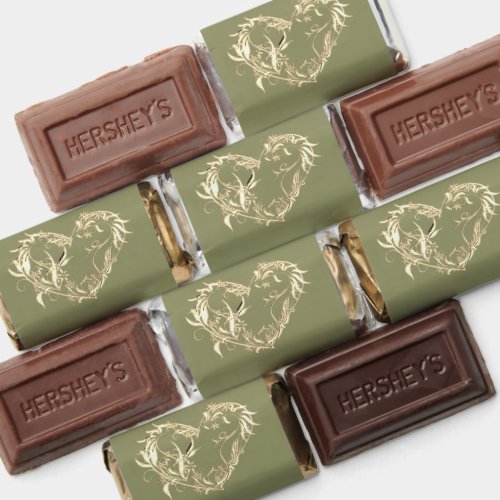 Scroll Heart Wrapped Chocolate Candy - Sage Hershey's Miniatures