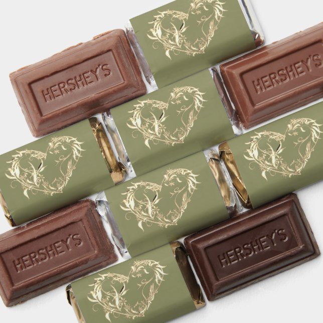 Scroll Heart Wrapped Chocolate Candy - Sage Hershey's Miniatures (Assorted)