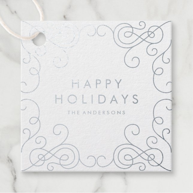 Scroll Holiday Foil Favor Tag (Front)