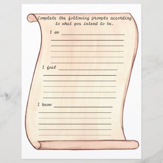 Scroll, I am, I feel, I know, lined journal sheets