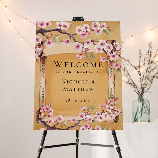 Scroll Japanese Cherry blossom branch Wedding Foam Board (In Situ (Stand))