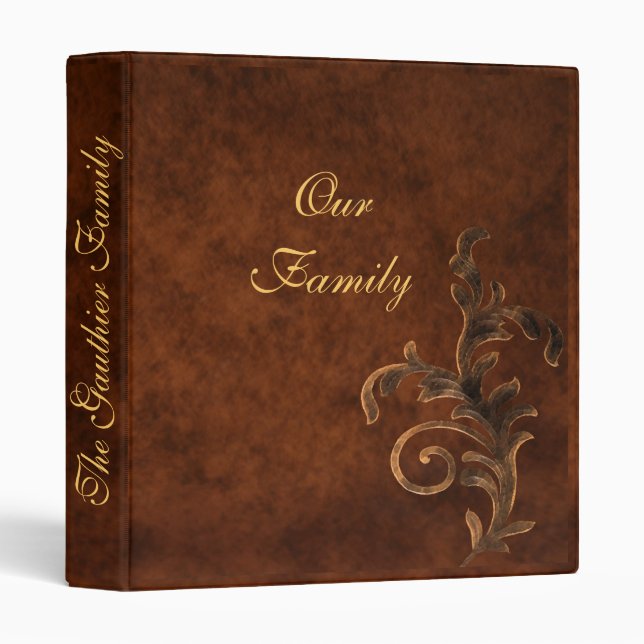 Scroll Leaf Family Photo Album 3 Ring Binder (Front/Spine)