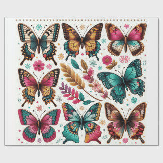 scroll of gift paper with butterfly stamps