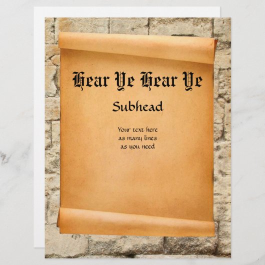 Scroll on stone wall medieval proclamation (Front/Back)
