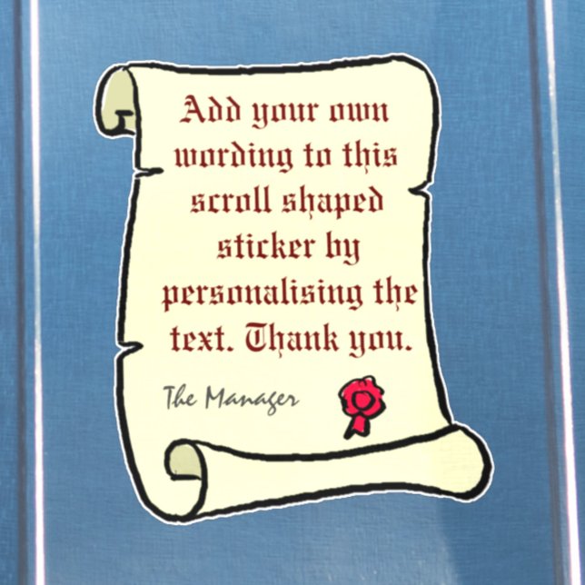 Scroll Parchment with Old Style Text. Large Sticker (Creator Uploaded)