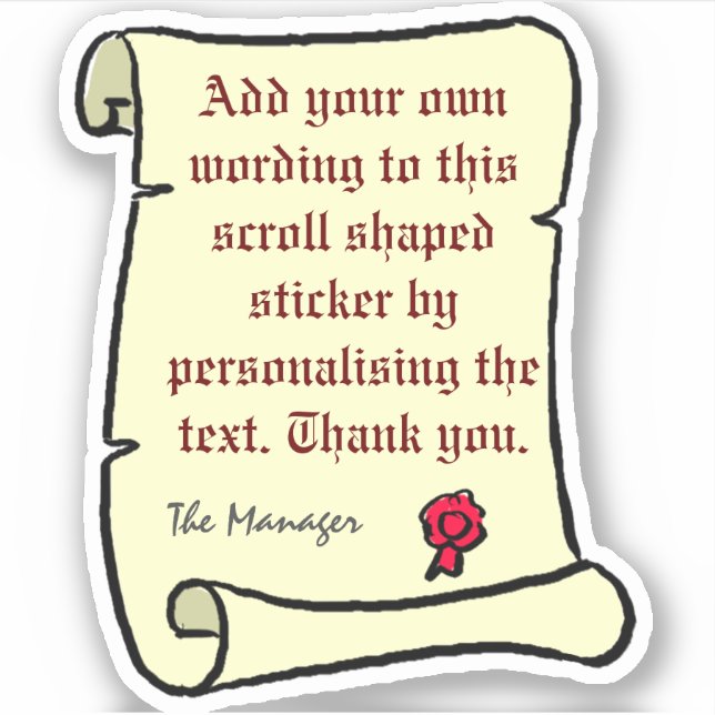 Scroll Parchment with Old Style Text. Sticker (Front)