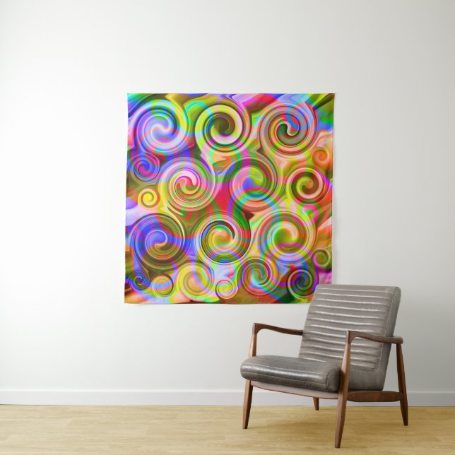Scroll Pastel geometrical abstract  Tapestry (In Situ)