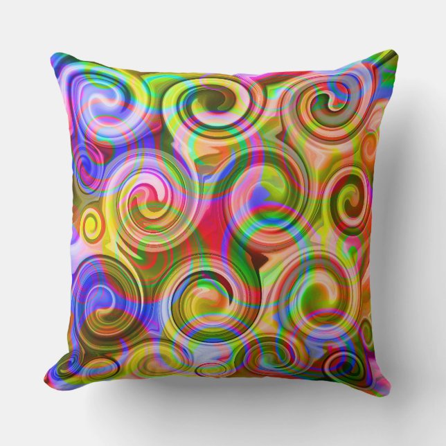 Scroll Pastel geometrical abstract  Throw Pillow (Front)