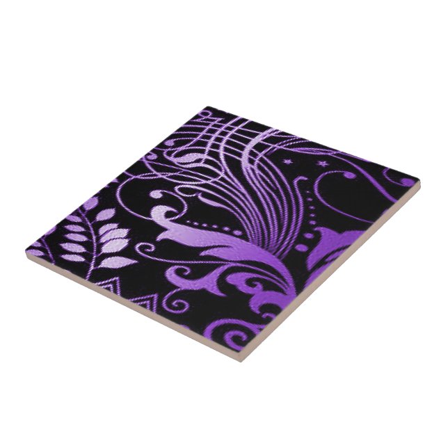 Scroll purple ceramic tile (Side)