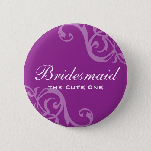 Scroll purple wedding name tag badge pin button