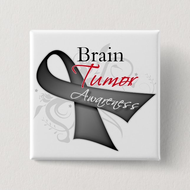 Scroll Ribbon - Brain Tumor Awareness Pinback Button (Front)