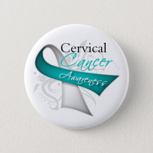 Scroll Ribbon Cervical Cancer Awareness Button