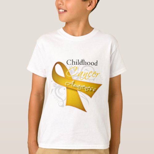 Scroll Ribbon Childhood Cancer Awareness T_Shirt