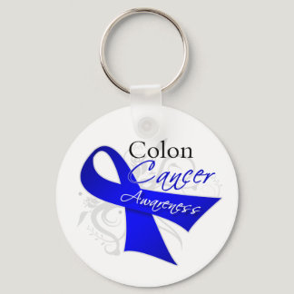 Scroll Ribbon Colon Cancer Awareness Keychain